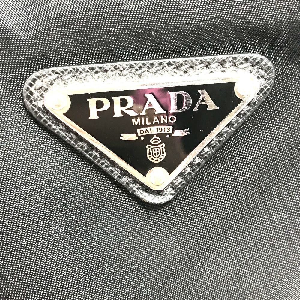PRADA 2VH053 Triangle Logo Shoulder Bag in Nylon/Leather, Black