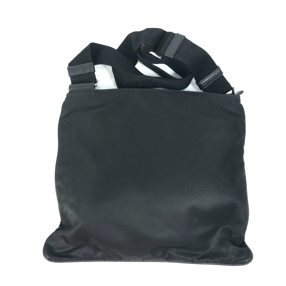 PRADA 2VH053 Triangle Logo Shoulder Bag in Nylon/Leather, Black
