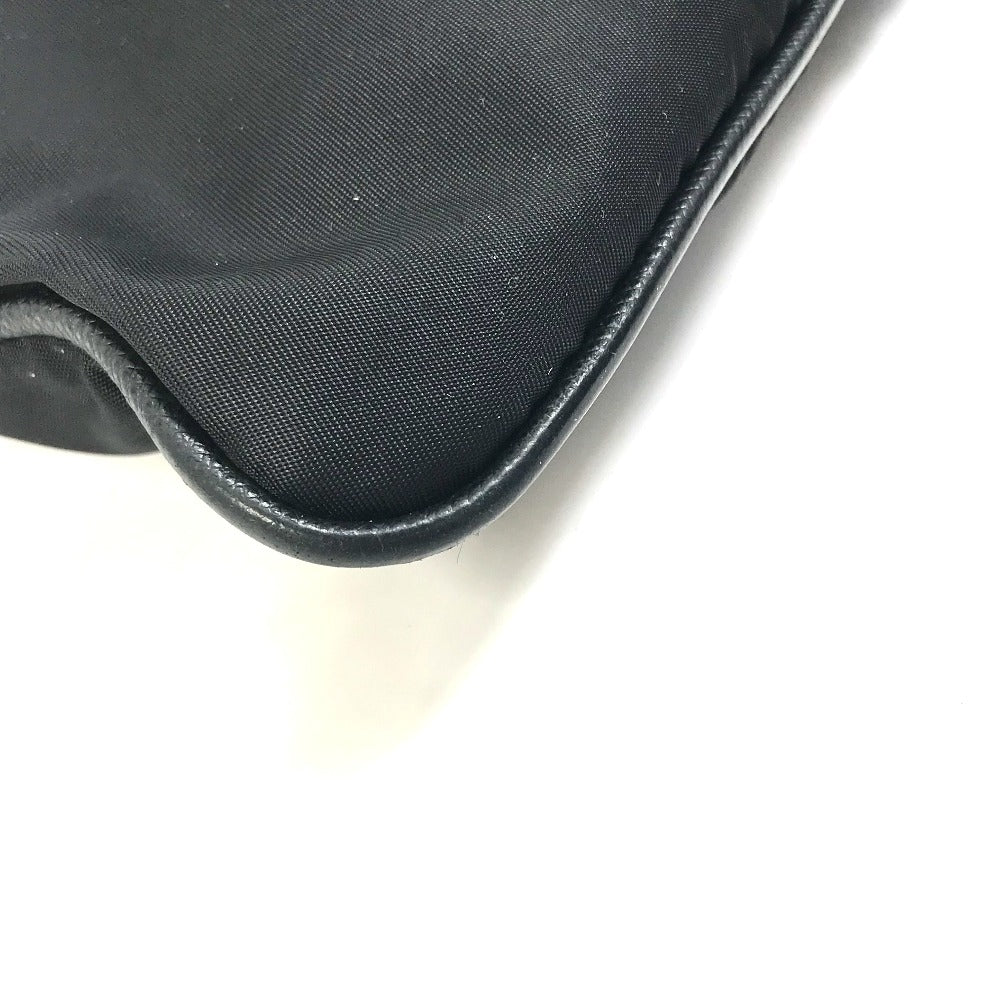 PRADA 2VH053 Triangle Logo Shoulder Bag in Nylon/Leather, Black
