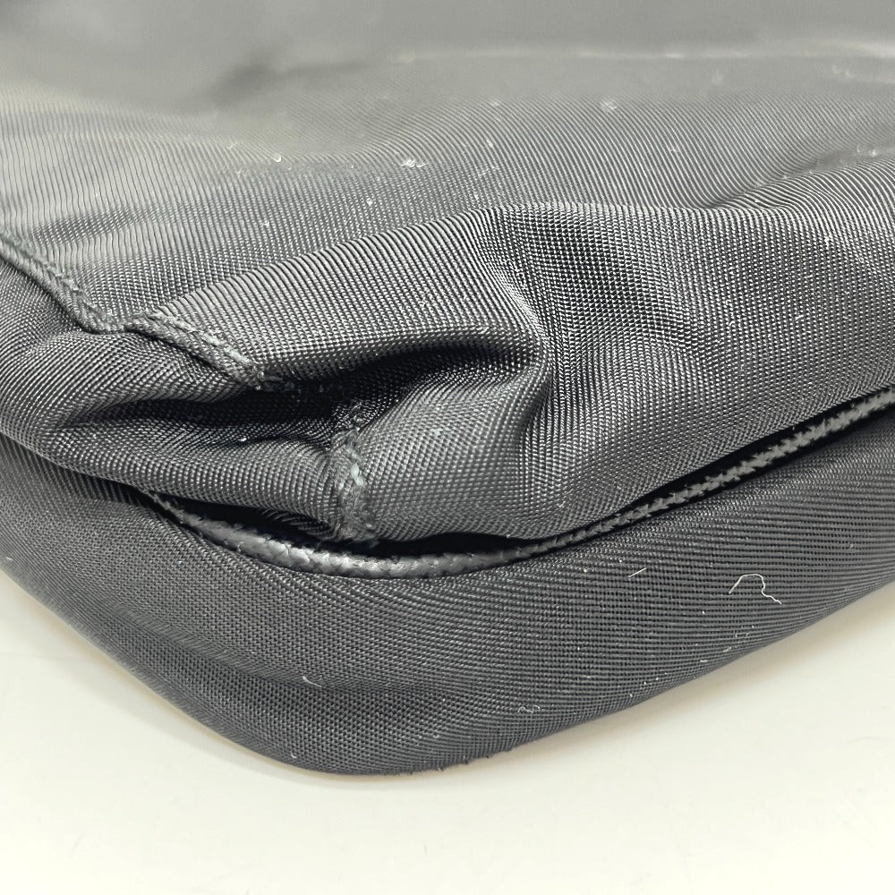 PRADA VA0251 Triangle Plate Flat Shoulder Bag in Nylon, Black