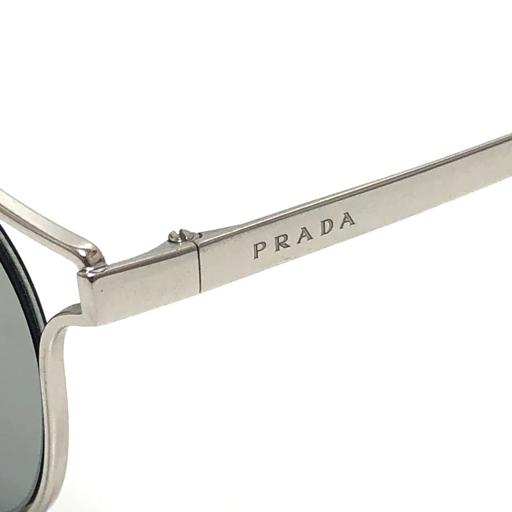 PRADA SPR62S サイドロゴ ファッション小物 アイウェア ミラーレンズ ラウンドキャット サングラス メタル レディース シルバー