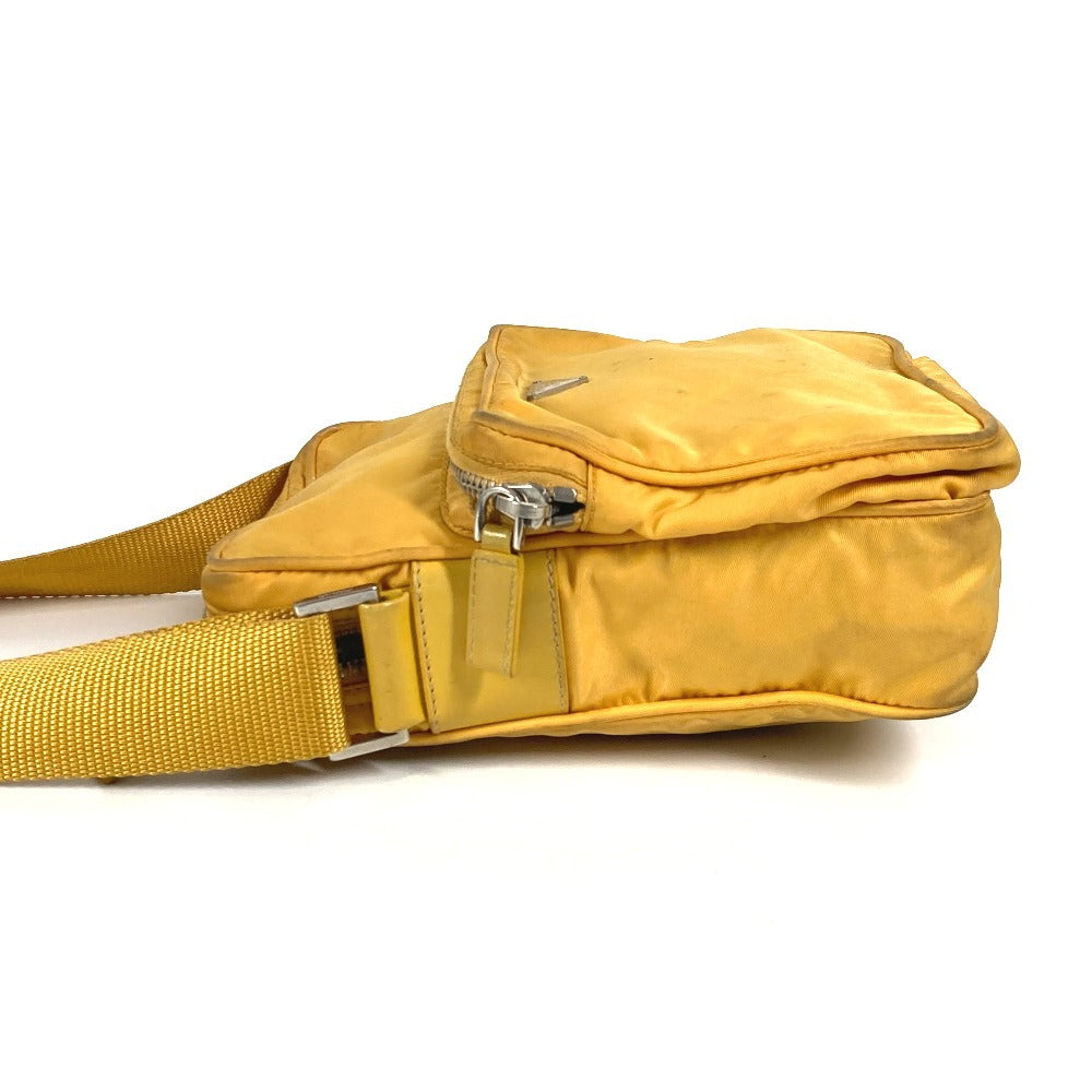 PRADA triangle logo triangle logo plate Bag Pochette Crossbody Shoulder Bag Nylon yellow Used