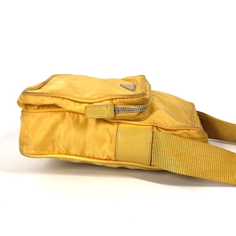 PRADA triangle logo triangle logo plate Bag Pochette Crossbody Shoulder Bag Nylon yellow Used