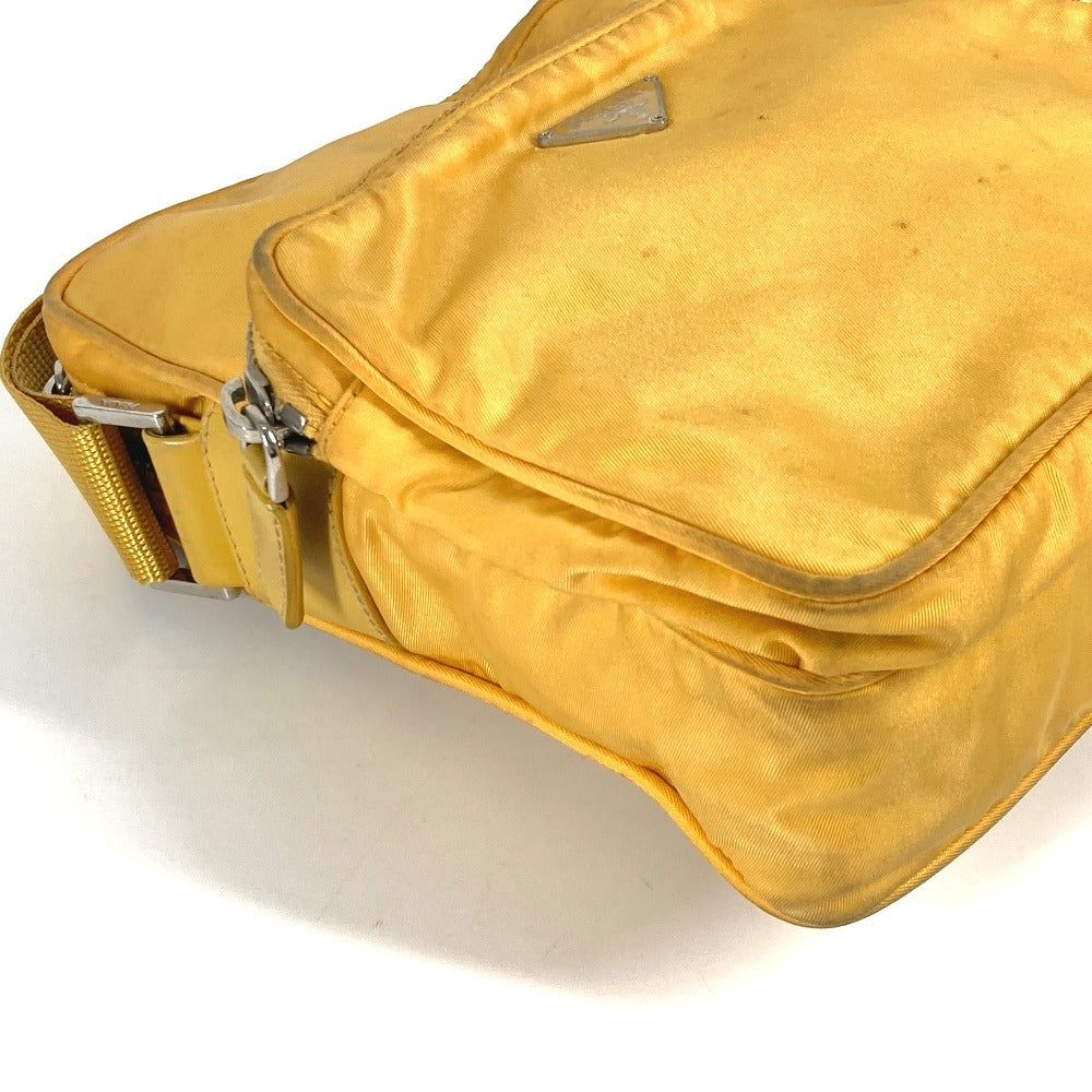 PRADA triangle logo triangle logo plate Bag Pochette Crossbody Shoulder Bag Nylon yellow Used