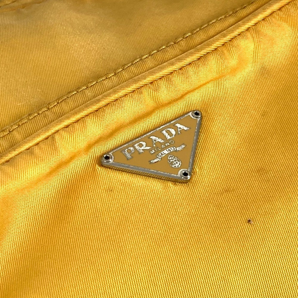 PRADA triangle logo triangle logo plate Bag Pochette Crossbody Shoulder Bag Nylon yellow Used