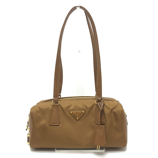 PRADA 1BB127 Padlock Top Handle Medium Bag Shoulder Bag Nylon/Leather Women's Brown