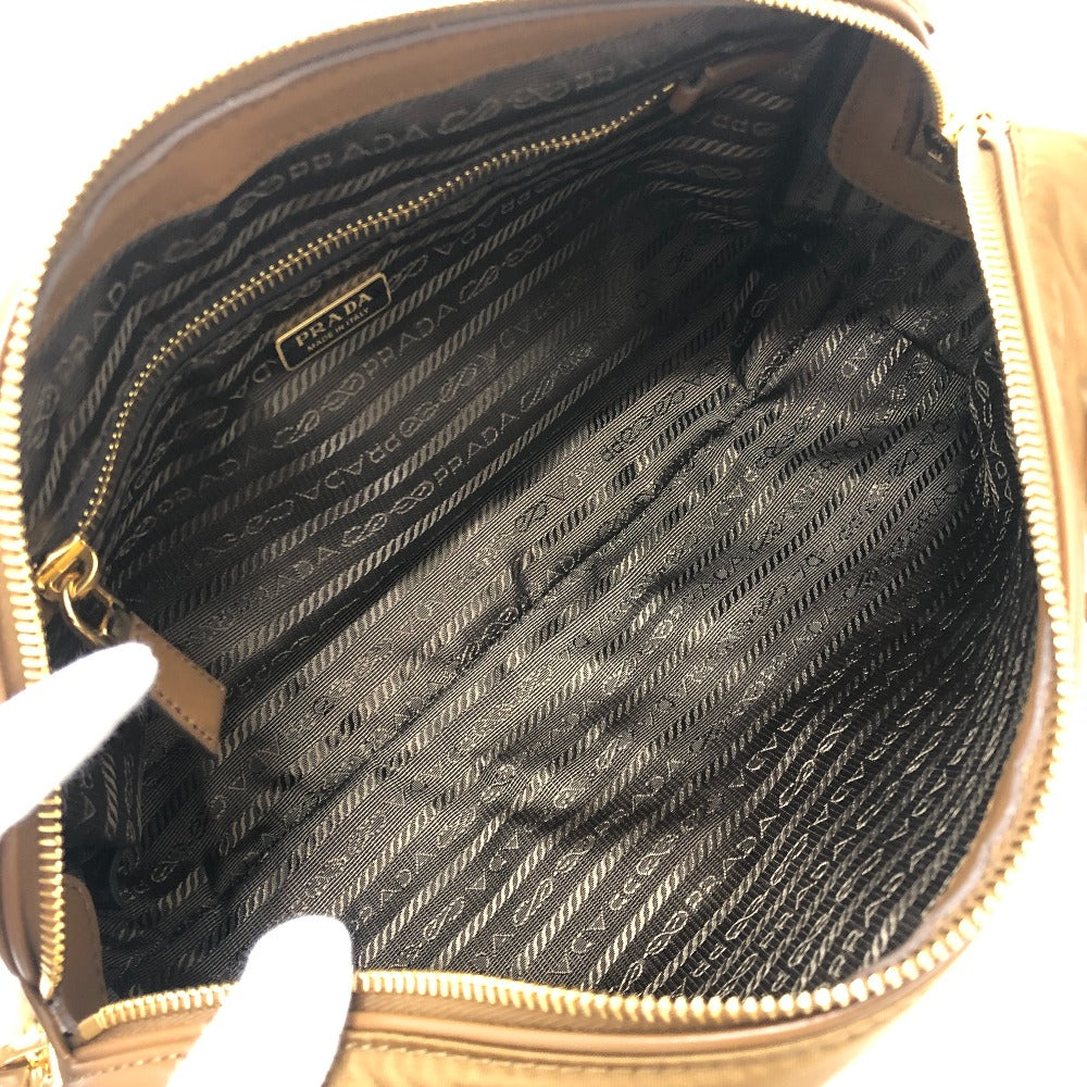 PRADA 1BB127 Padlock Top Handle Medium Bag Shoulder Bag Nylon/Leather Women's Brown