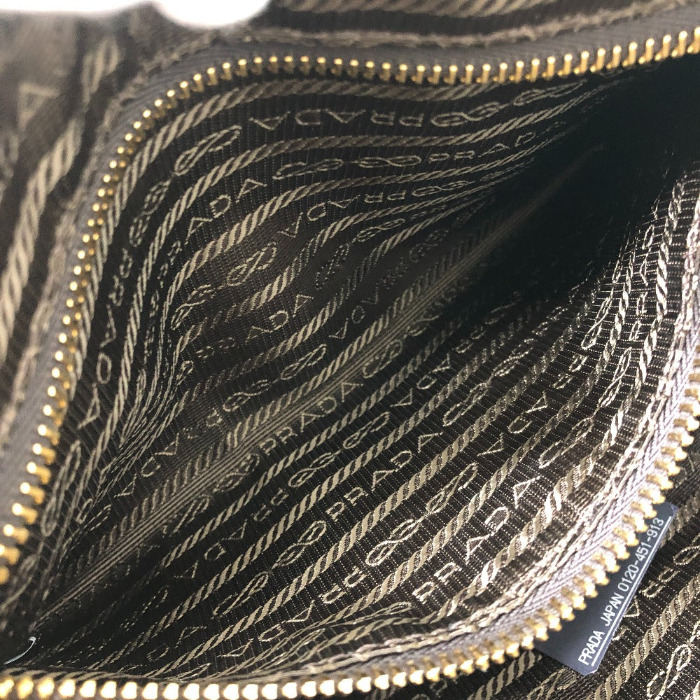 PRADA 1BB127 Padlock Top Handle Medium Bag Shoulder Bag Nylon/Leather Women's Brown
