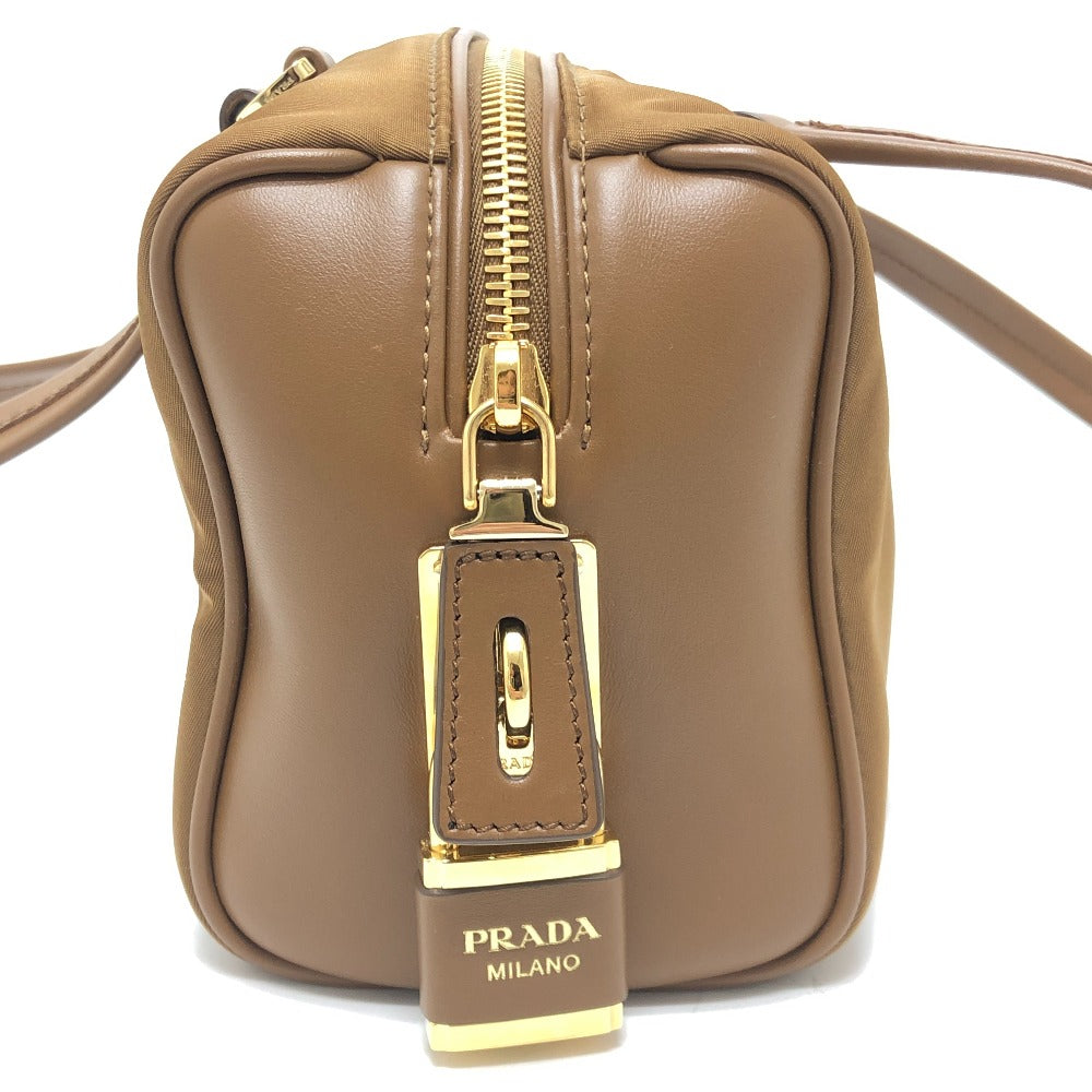 PRADA 1BB127 Padlock Top Handle Medium Bag Shoulder Bag Nylon/Leather Women's Brown