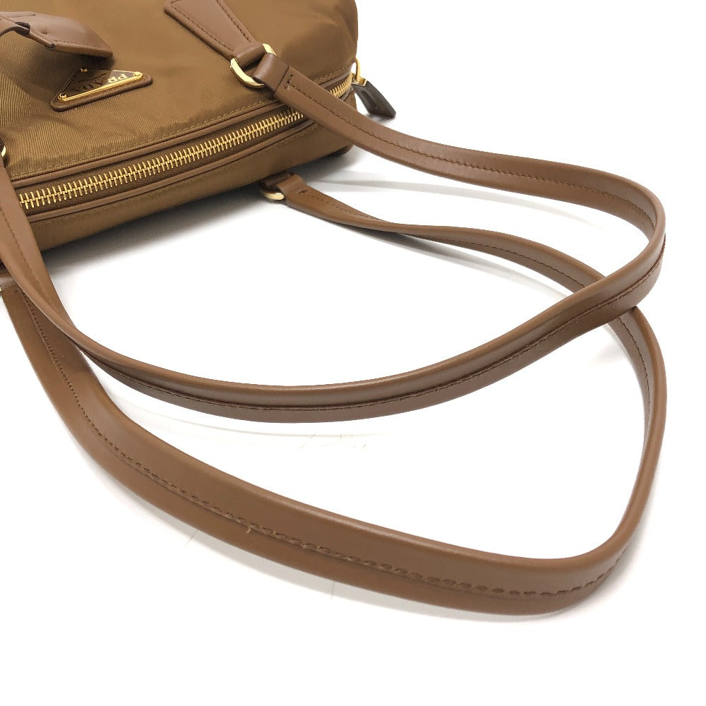 PRADA 1BB127 Padlock Top Handle Medium Bag Shoulder Bag Nylon/Leather Women's Brown