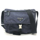 PRADA 1BD994 Triangle Crossbody bag, shoulder bag, triangular logo plate, flap, messenger bag Shoulder Bag Nylon Navy Used