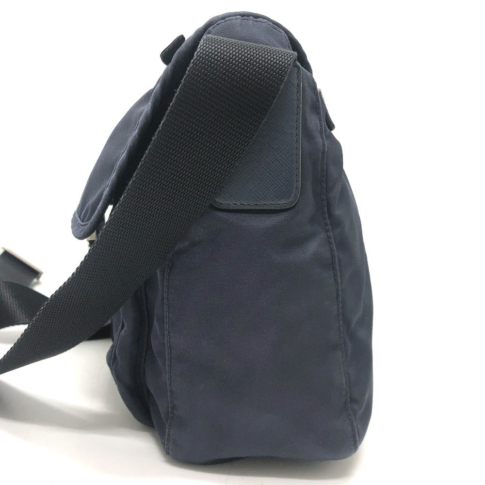 PRADA 1BD994 Triangle Crossbody bag, shoulder bag, triangular logo plate, flap, messenger bag Shoulder Bag Nylon Navy Used