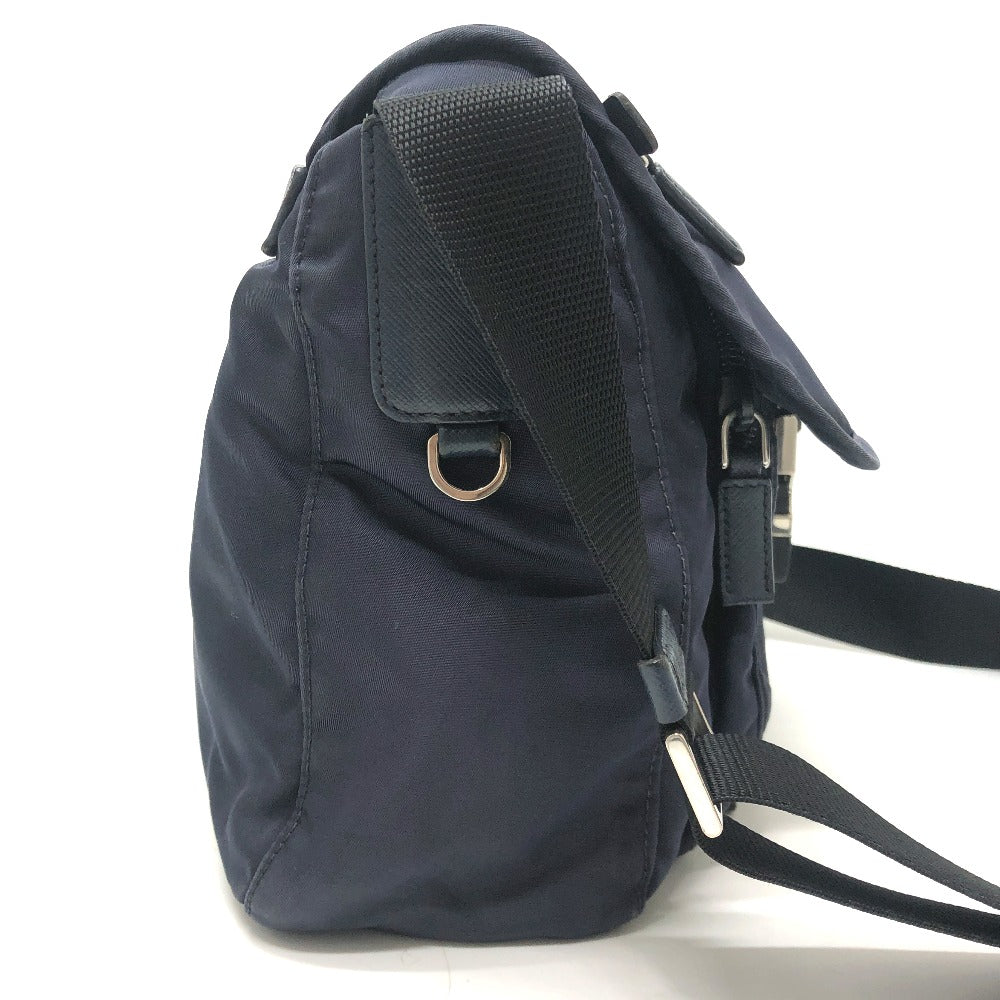 PRADA 1BD994 Triangle Crossbody bag, shoulder bag, triangular logo plate, flap, messenger bag Shoulder Bag Nylon Navy Used