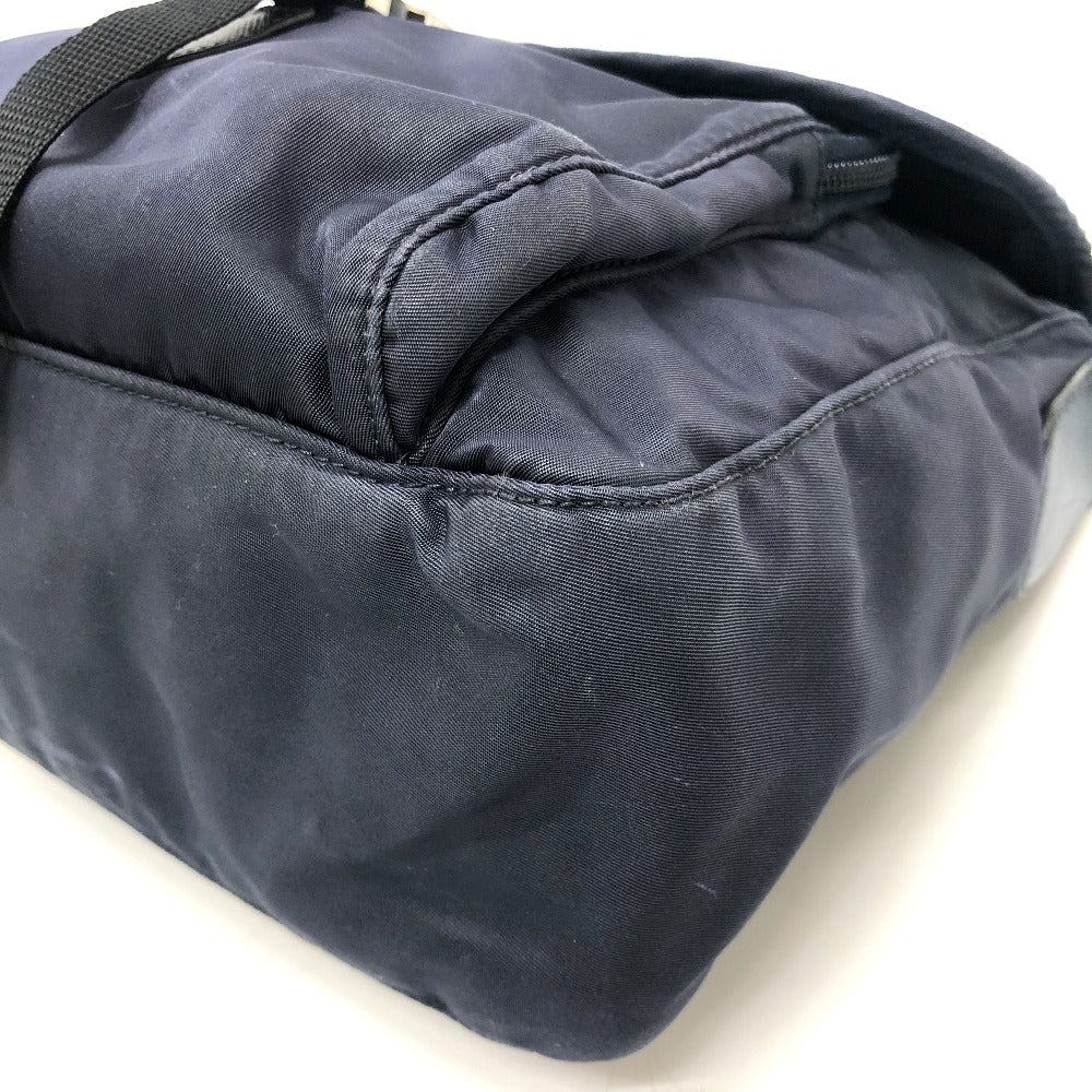 PRADA 1BD994 Triangle Crossbody bag, shoulder bag, triangular logo plate, flap, messenger bag Shoulder Bag Nylon Navy Used
