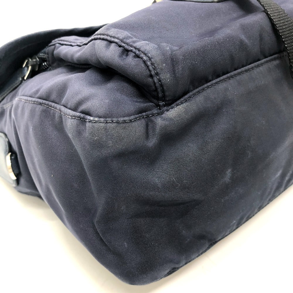PRADA 1BD994 Triangle Crossbody bag, shoulder bag, triangular logo plate, flap, messenger bag Shoulder Bag Nylon Navy Used