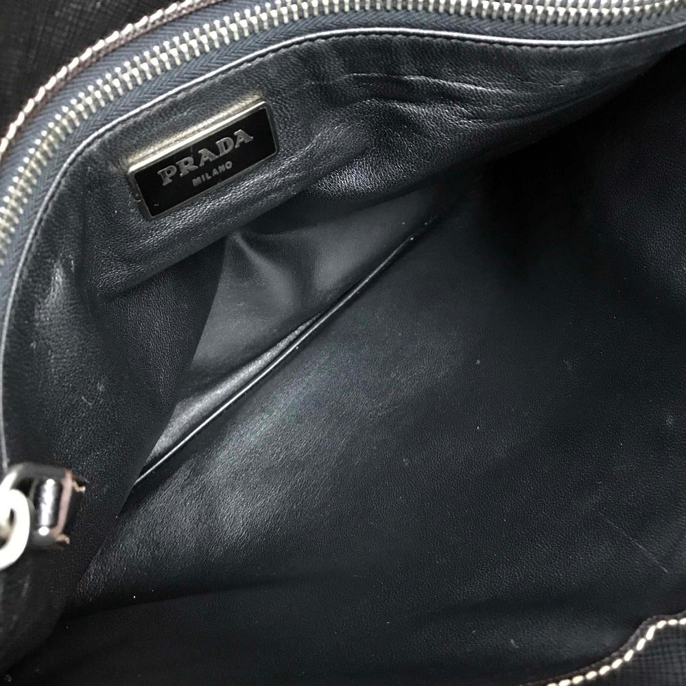 PRADA VR074C Saffiano Bejeweled and Studded Leather Flap Clutch Bag in Black