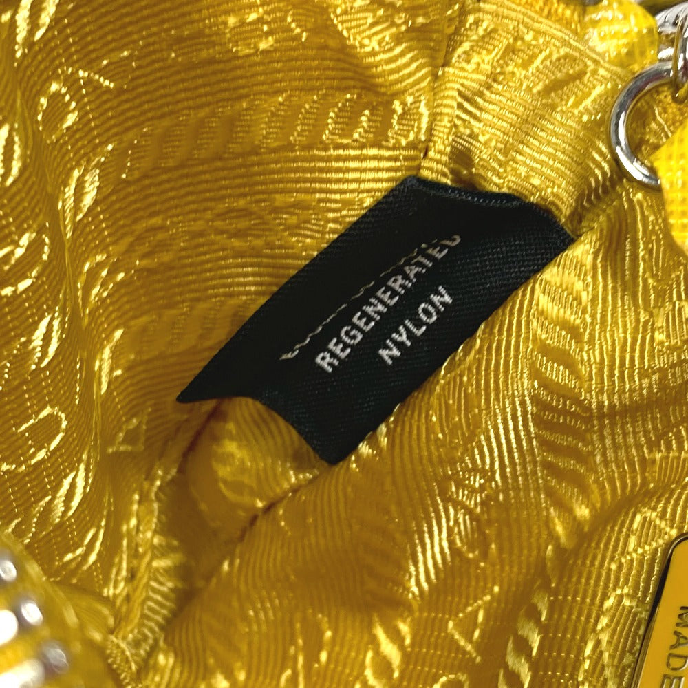PRADA 2TT140 Triangle Plate Re-Nylon Triangle Key Ring Pouch with Neck Strap, Yellow, Men's