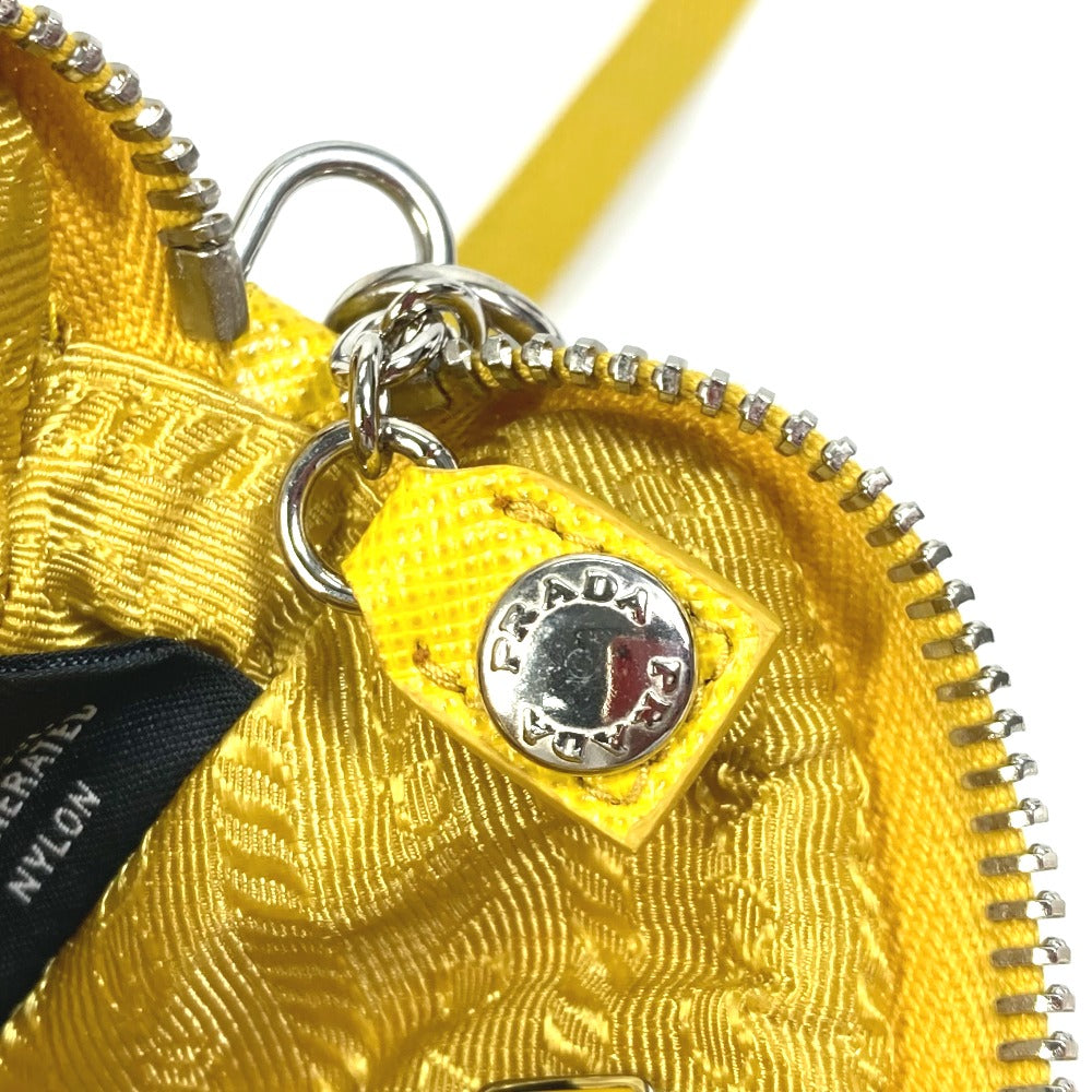 PRADA 2TT140 Triangle Plate Re-Nylon Triangle Key Ring Pouch with Neck Strap, Yellow, Men's