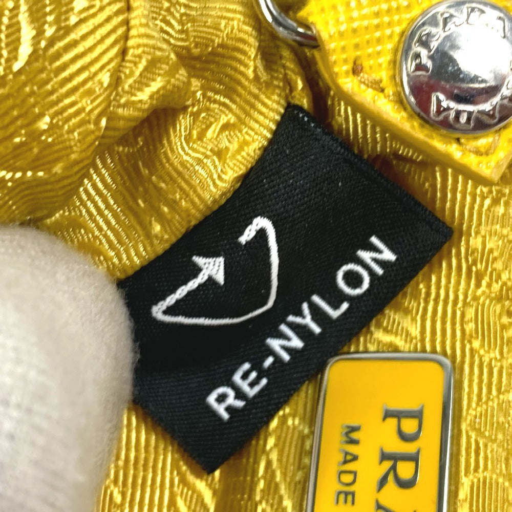 PRADA 2TT140 Triangle Plate Re-Nylon Triangle Key Ring Pouch with Neck Strap, Yellow, Men's