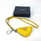 PRADA 2TT140 Triangle Plate Re-Nylon Triangle Key Ring Pouch with Neck Strap, Yellow, Men's