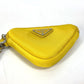 PRADA 2TT140 Triangle Plate Re-Nylon Triangle Key Ring Pouch with Neck Strap, Yellow, Men's