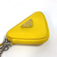 PRADA 2TT140 Triangle Plate Re-Nylon Triangle Key Ring Pouch with Neck Strap, Yellow, Men's