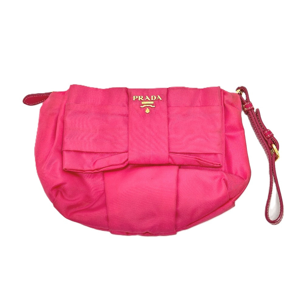 PRADA 1N1422 Logo Ribbon Accessory with Strap Multi Pouch Storage Pouch Accessory Pouch Cosmetic Pouch Nylon Women's Pink