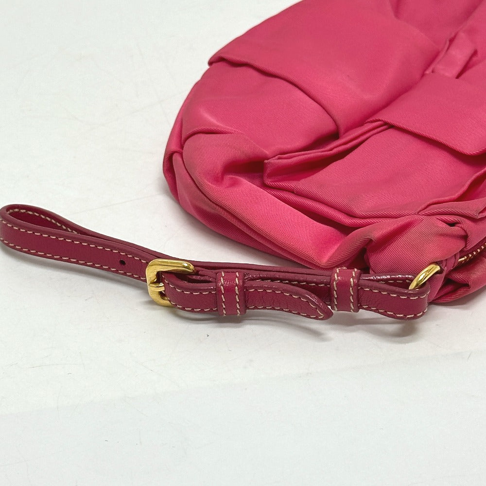 PRADA 1N1422 Logo Ribbon Accessory with Strap Multi Pouch Storage Pouch Accessory Pouch Cosmetic Pouch Nylon Women's Pink