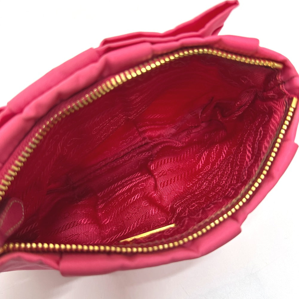 PRADA 1N1422 Logo Ribbon Accessory with Strap Multi Pouch Storage Pouch Accessory Pouch Cosmetic Pouch Nylon Women's Pink