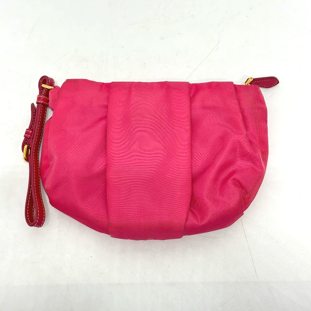 PRADA 1N1422 Logo Ribbon Accessory with Strap Multi Pouch Storage Pouch Accessory Pouch Cosmetic Pouch Nylon Women's Pink