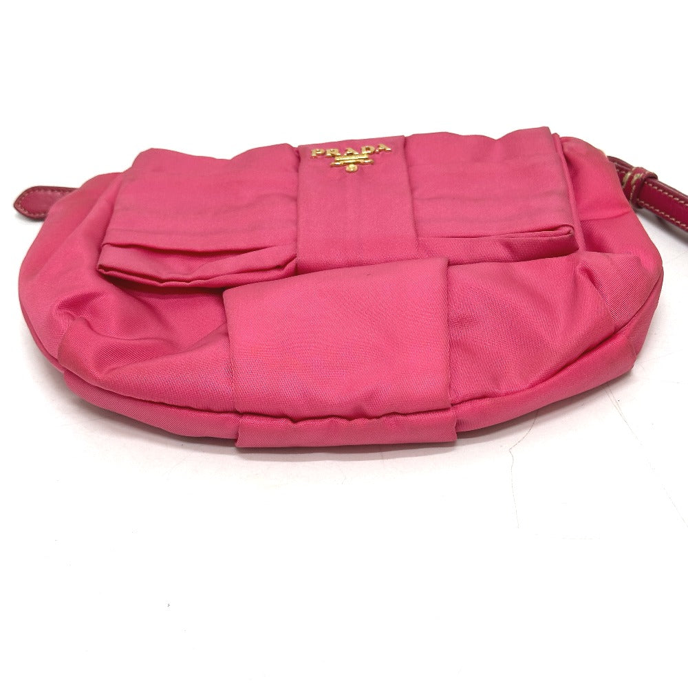 PRADA 1N1422 Logo Ribbon Accessory with Strap Multi Pouch Storage Pouch Accessory Pouch Cosmetic Pouch Nylon Women's Pink
