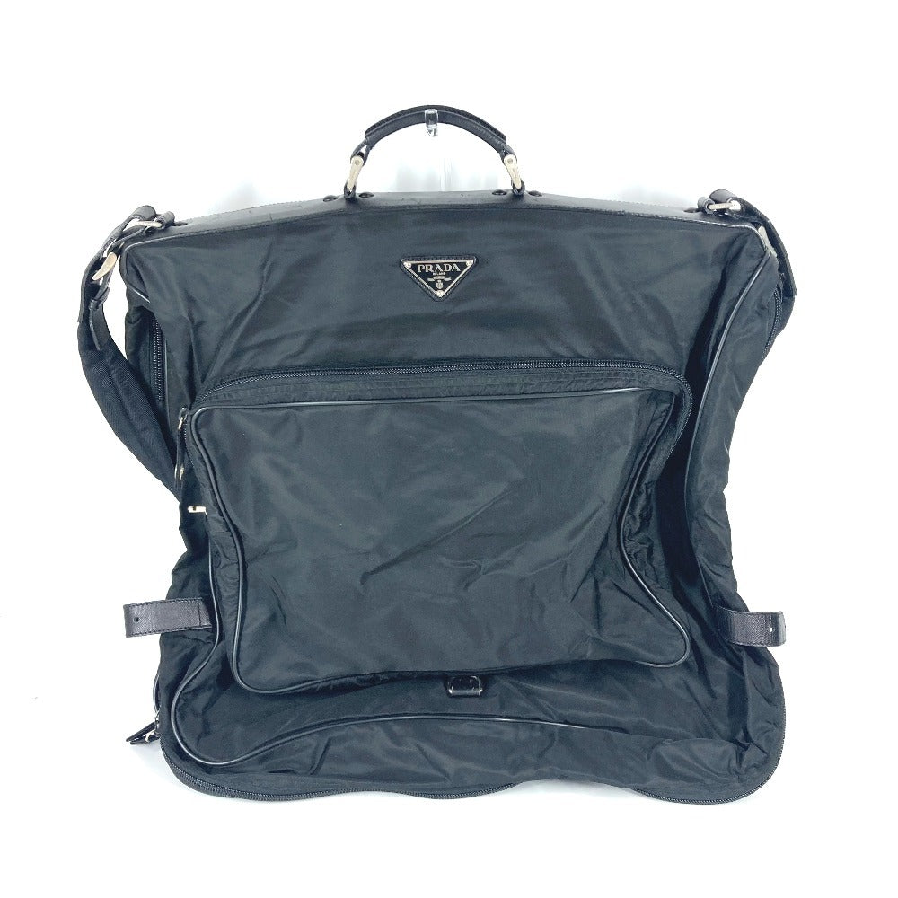 PRADA トライアングルロゴ 三角ロゴ プレート 2WAYバッグ ショルダーバッグ ハンドバッグ 旅行バッグ トラベルバッグ ボストンバッグ ナイロン ユニセックス ブラック - brandshop-reference