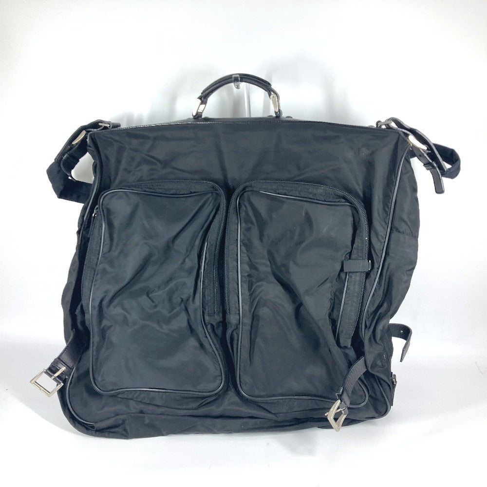 PRADA トライアングルロゴ 三角ロゴ プレート 2WAYバッグ ショルダーバッグ ハンドバッグ 旅行バッグ トラベルバッグ ボストンバッグ ナイロン ユニセックス ブラック - brandshop-reference