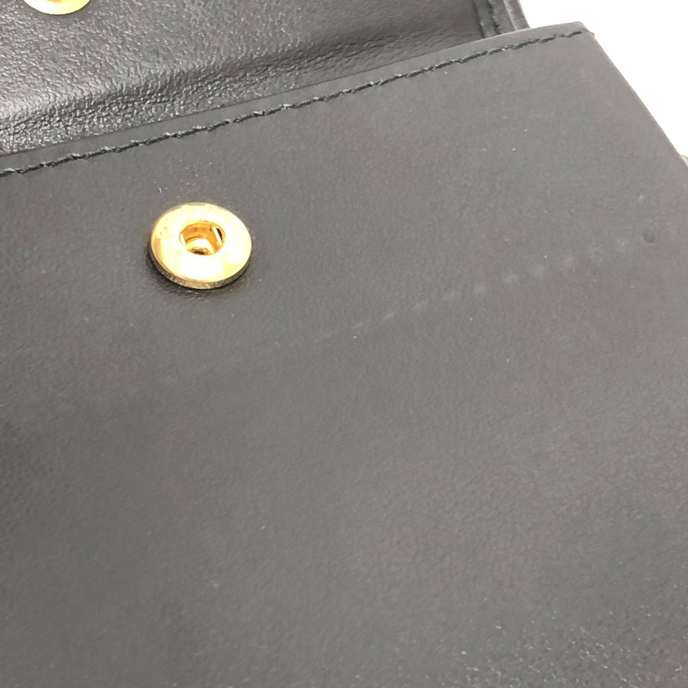 PRADA 1MV204 トライアングルプレート 財布 ミニウォレット コンパクト財布 ゴールド金具 2つ折り財布 レザー ユニセックス ブラック