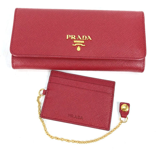 PRADA 1MH132 ロングウォレット サフィアーノ ロゴ パスケース付き フラップ 長財布 サフィアーノレザ－ レディース