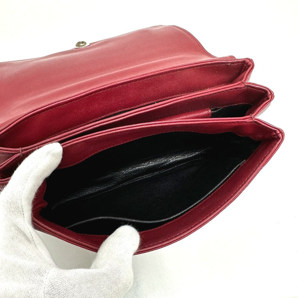 PRADA 1BD009 Logo Chain Bag Crossbody Shoulder Bag Leather Women's Red