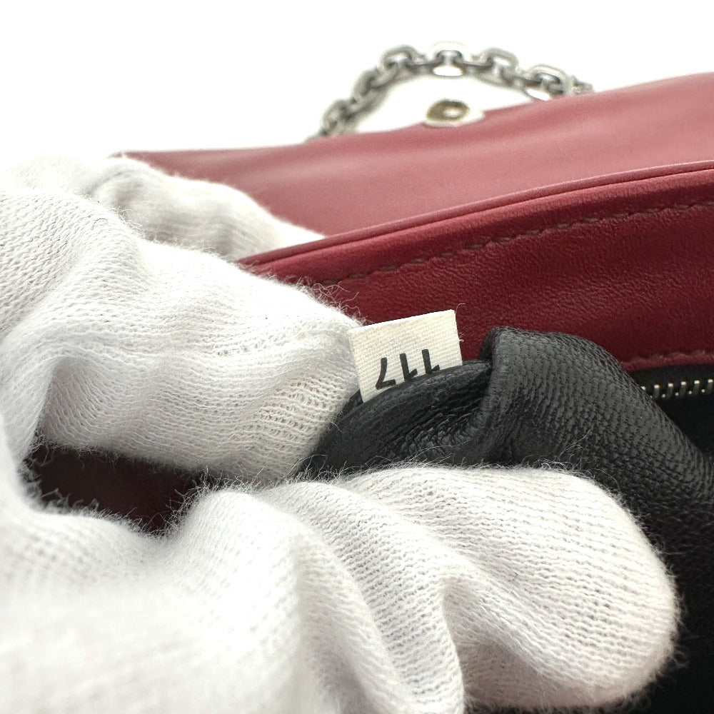 PRADA 1BD009 Logo Chain Bag Crossbody Shoulder Bag Leather Women's Red