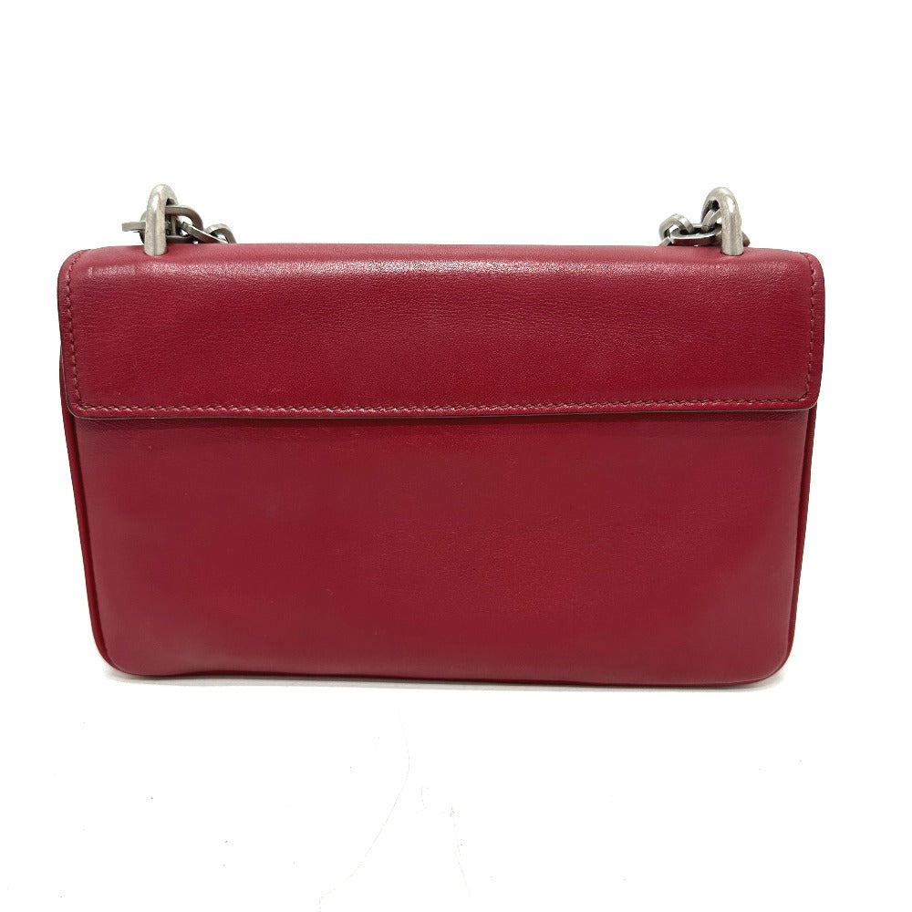 PRADA 1BD009 Logo Chain Bag Crossbody Shoulder Bag Leather Women's Red