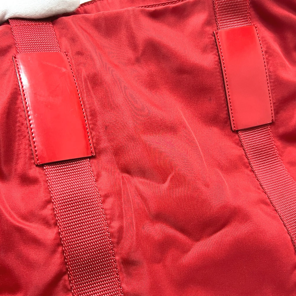 PRADA トライアングルプレート カバン バッグ ハンドバッグ トートバッグ ナイロン レディース レッド