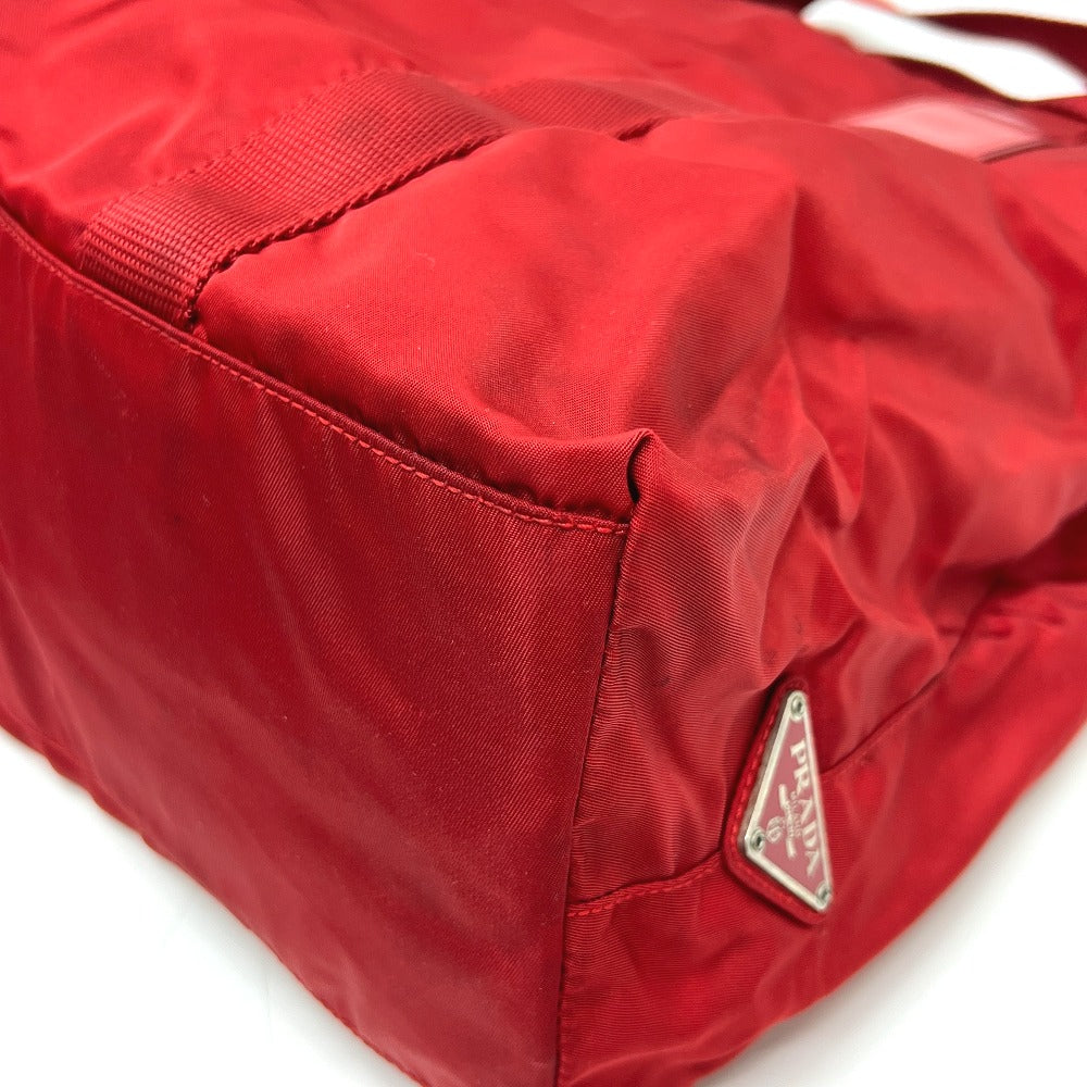 PRADA トライアングルプレート カバン バッグ ハンドバッグ トートバッグ ナイロン レディース レッド