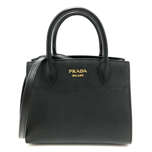 PRADA 1BA071 ロゴ バイカラー カバン 2WAY ショルダーバッグ  ハンドバッグ サフィアーノレザー レディース ブラック