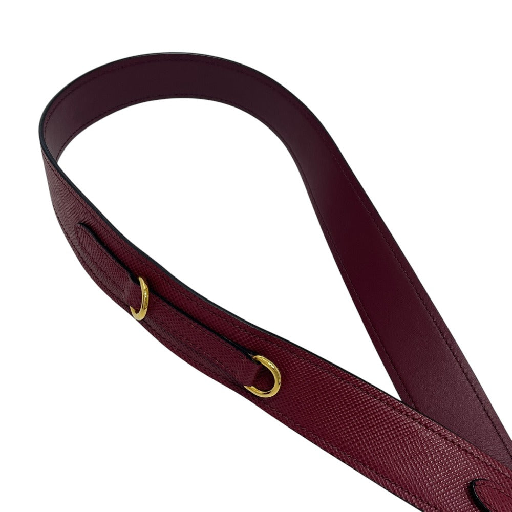PRADA 1BA156 logo monochrome 2-Way Shoulder Bag with Mirror and Charm Pouch Hand Bag Safiano leather wine-red Used