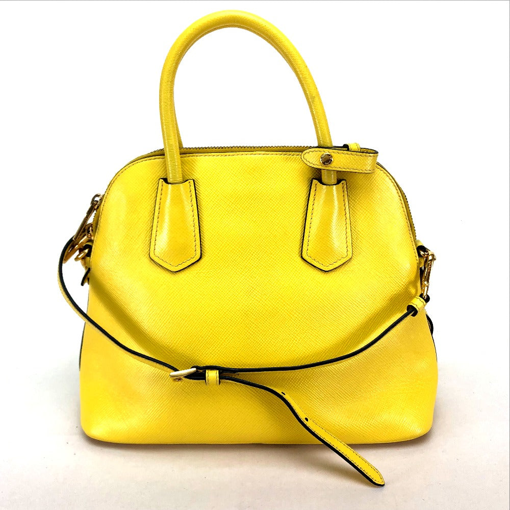 PRADA BL0902 2-Way Shoulder/Handbag Leather Women's Yellow