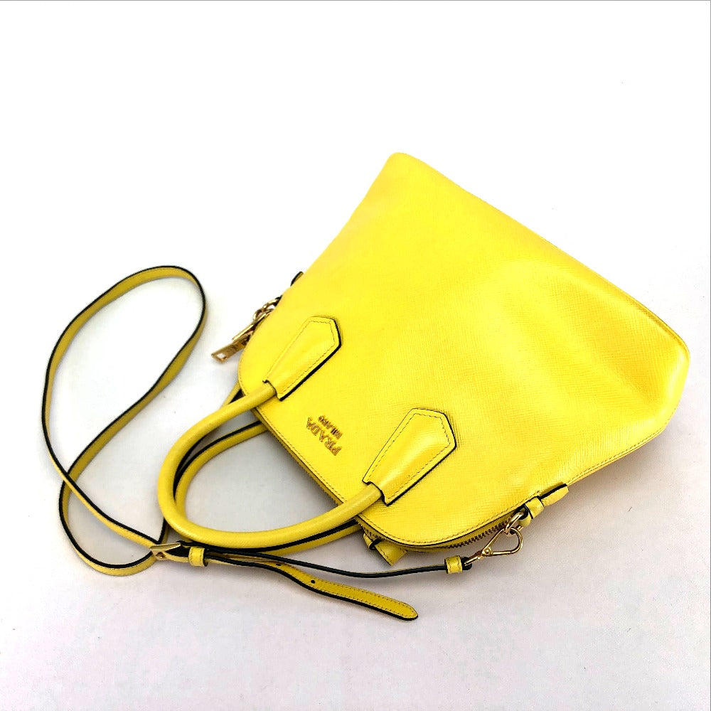 PRADA BL0902 2-Way Shoulder/Handbag Leather Women's Yellow