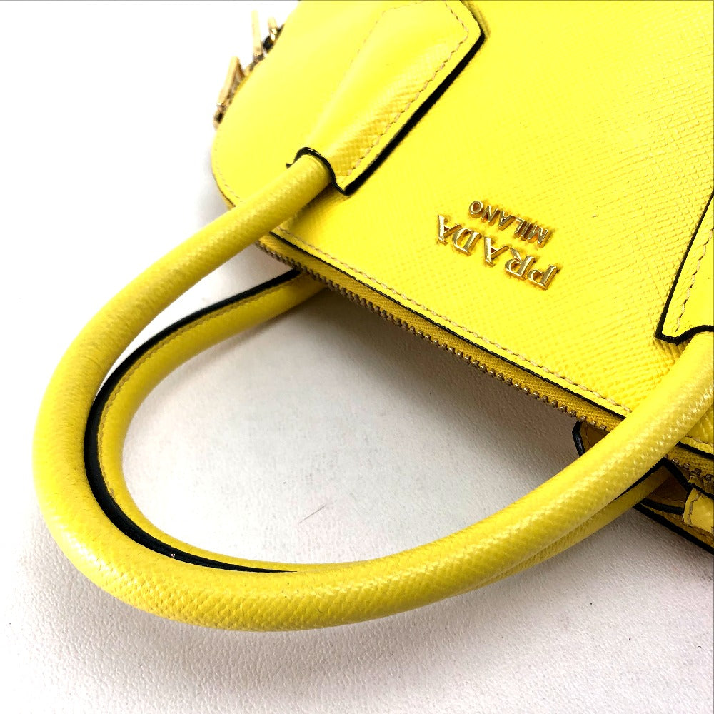 PRADA BL0902 2-Way Shoulder/Handbag Leather Women's Yellow