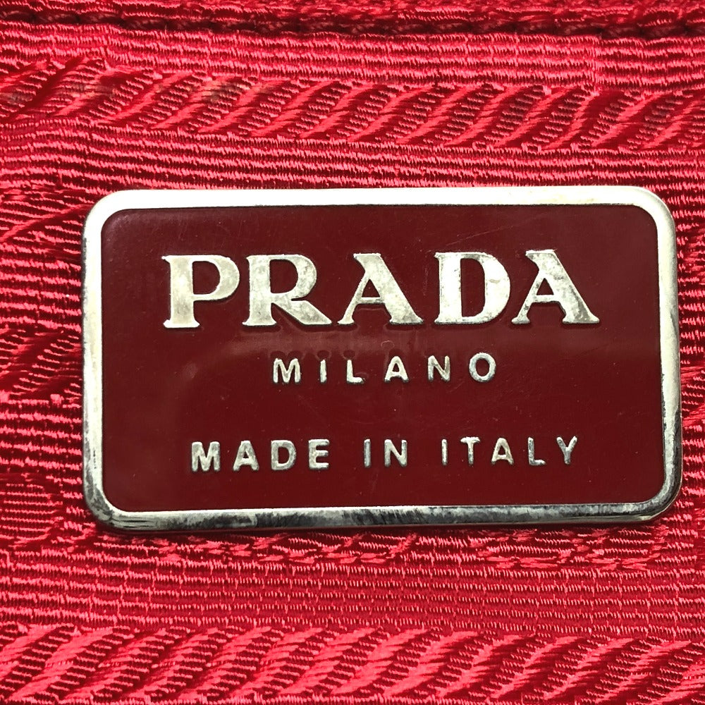 PRADA バックパック ロゴプレート 三角 トライアングルロゴ Wポケット カバン リュックサック ナイロン レディース レッド
