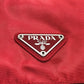 PRADA バックパック ロゴプレート 三角 トライアングルロゴ Wポケット カバン リュックサック ナイロン レディース レッド