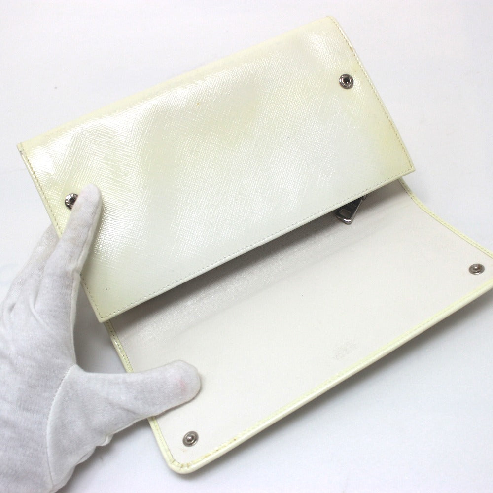 PRADA Wallet Bag, Studded Clutch Wallet, Long Wallet, Leather, Women's, White