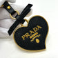 PRADA 1TL126 Saffiano Toys Heart Keyring Trick Heart Key Holder Back charm Key Holder Safiano leather Black/Gold Used