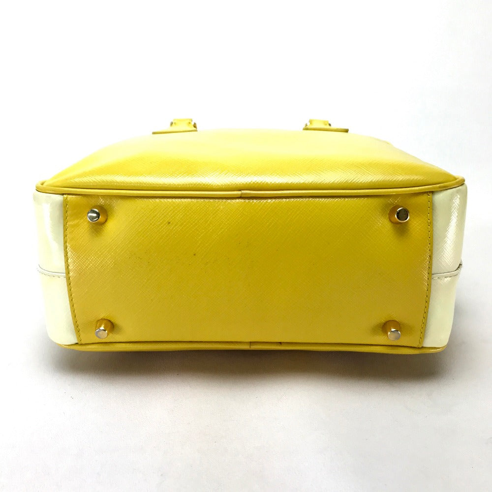 PRADA BL0864 Bicolor Saffiano Bernice Handbag, 2-Way Leather, Yellow, Women's